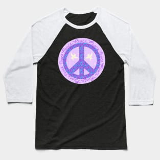 Peace Pink Blue Violet with Leaves and Doves Baseball T-Shirt